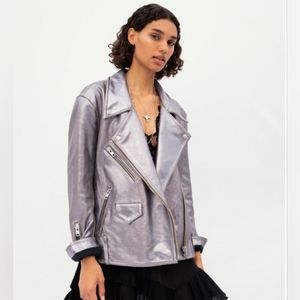 Free People Jealousy Leather Jacket in Opal